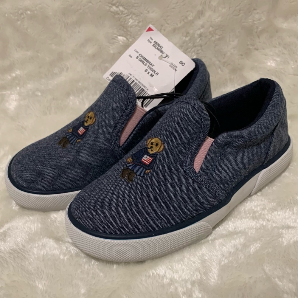 NWT! POLO Ralph Lauren Slip on Shoes in Chambray, Size 9 Toddlers